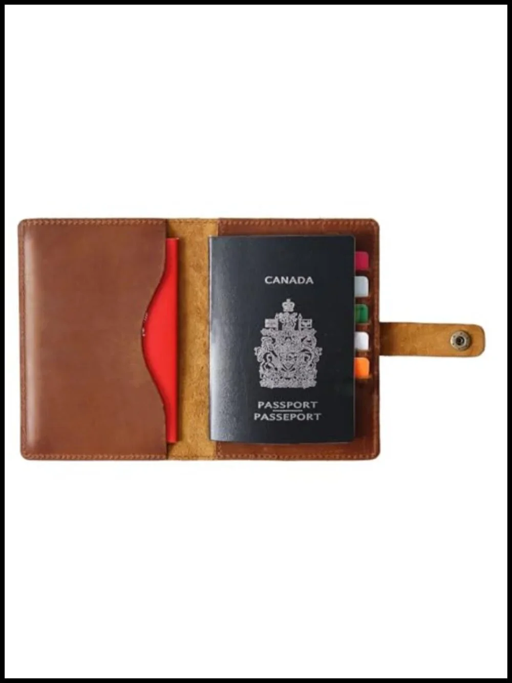 Genuine Full Grain Leather Passport Holder with 5 Card Slots | Slim Bifold